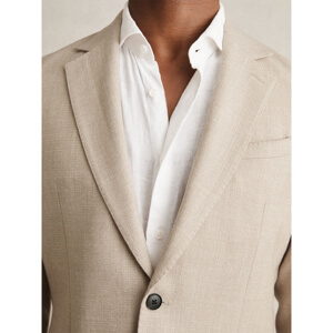 REISS STACK Single Breasted Textured Blazer Slim Fit Wool Blend